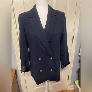 Banana Republic cotton double breasted blazer in Preppy Navy